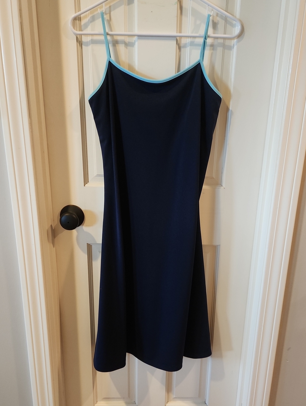 Isaac Mizrahi Navy Slip Dress with Light Blue Trim